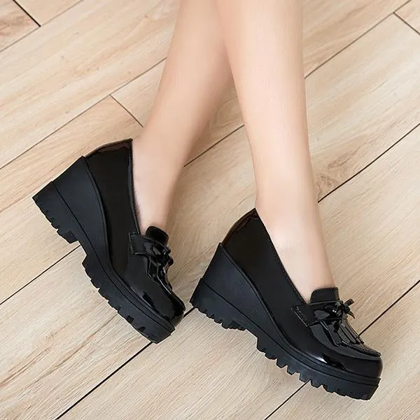 Women's Retro Casual Wedge Tassel Shoes 30638733S