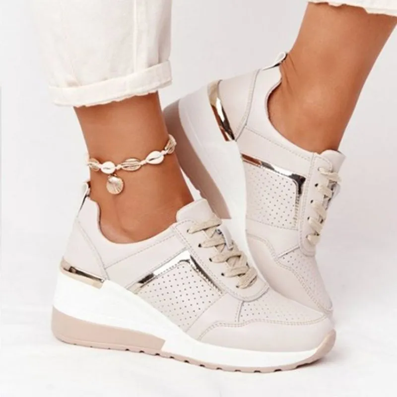 Women's Wedges Sneakers Breathable Hollow Non-Slip Shoes