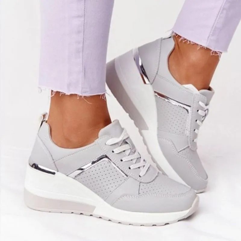 Women's Wedges Sneakers Breathable Hollow Non-Slip Shoes