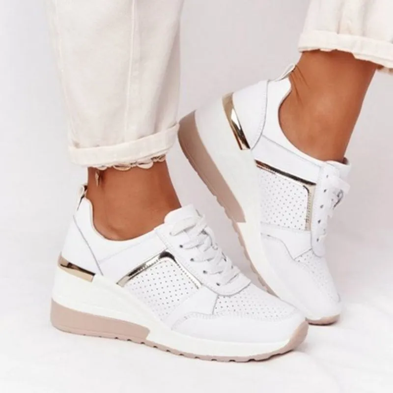Women's Wedges Sneakers Breathable Hollow Non-Slip Shoes