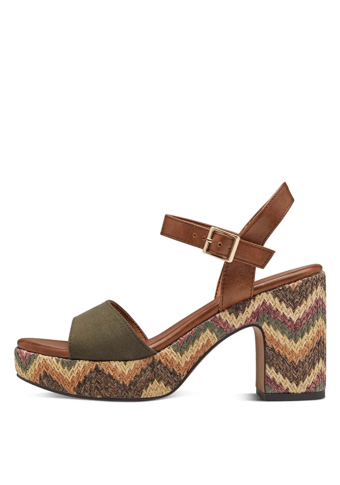 Wooden Block Heel Sand - Green